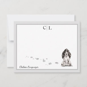 Cocker Spanel Dog Gray Border Monogram Dein Name Mitteilungskarte