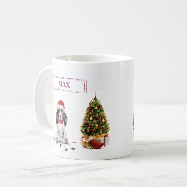Cocker Spanel Funny Christmas Dog mit Baum Kaffeetasse (Vorderseite Links)