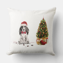 Cocker Spanel Funny Christmas Dog mit Baum