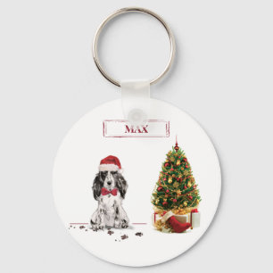 Cocker Spanel Funny Christmas Dog mit Baum Schlüsselanhänger