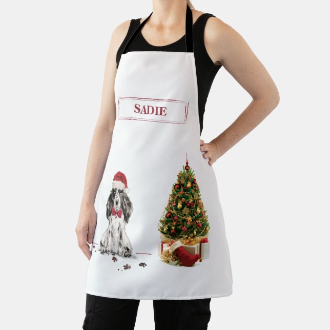 Cocker Spanel Funny Christmas Dog mit Baum Schürze (InSitu)