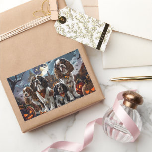 Cocker Spanel Halloween Spooky Rechteckiger Aufkleber