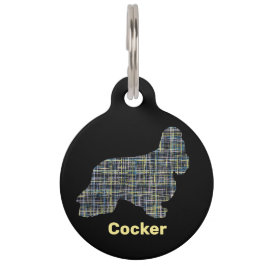 Cocker Spanel Hund Gelb- und Schwarz-Gitter-Linie Haustiermarke