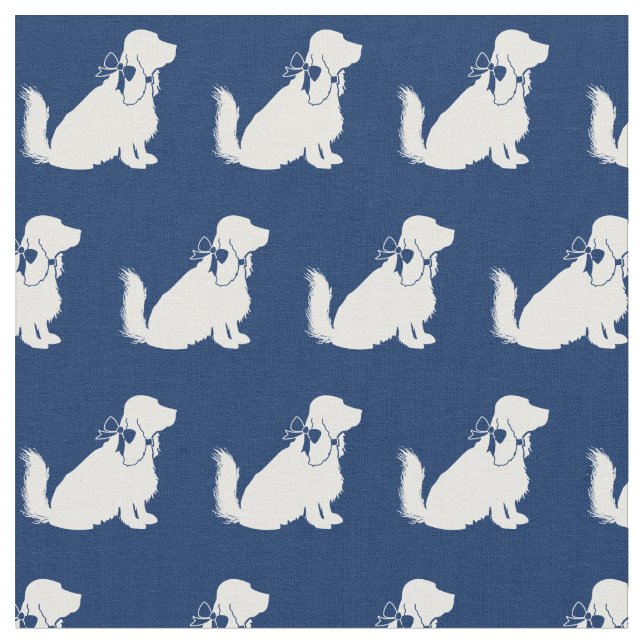 Cocker Spanel Hund Silhouette Pet Navy Blue Stoff (Nahaufnahme)
