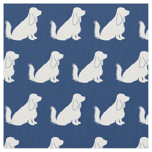 Cocker Spanel Hund Silhouette Pet Navy Blue Stoff (Nahaufnahme)