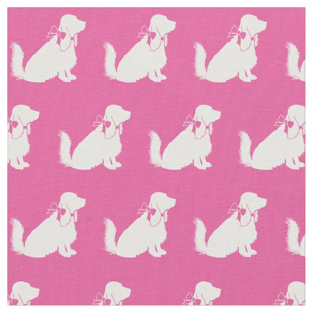 Cocker Spanel Hund Silhouette Pet Pink Stoff (Nahaufnahme)
