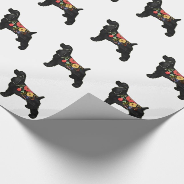 Cocker Spanel Hund züchten Bohemischen Blumensatte Geschenkpapier (Ecke)