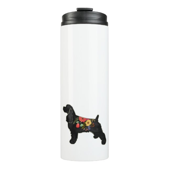 Cocker Spanel Hund züchten Bohemischen Blumensatte Thermosbecher (Vorderseite)
