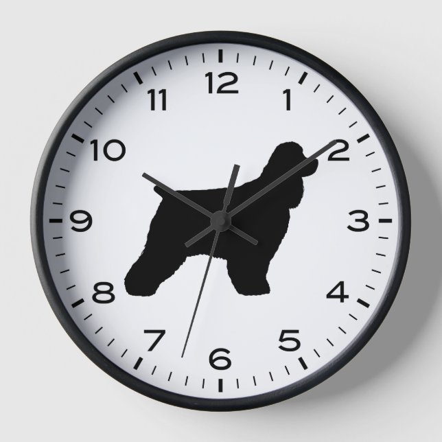 Cocker Spanel Hunde Silhouette Uhr (Vorderseite)