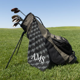 Cocker Spanel Niedlich Hund Silhouette Y&B Grid Bl Golfhandtuch