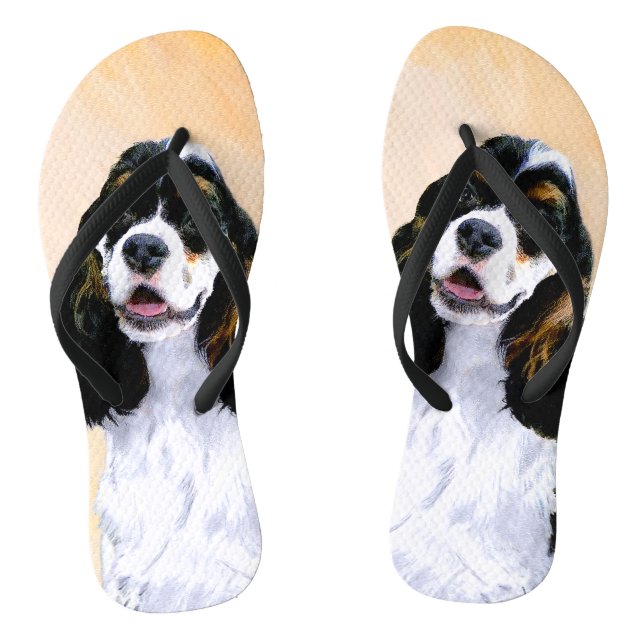 Cocker Spanel (Parti) Malerei - Original Dog Art Flip Flops (Fußbett)