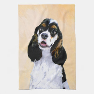 Cocker Spanel (Parti) Malerei - Original Dog Art Handtuch