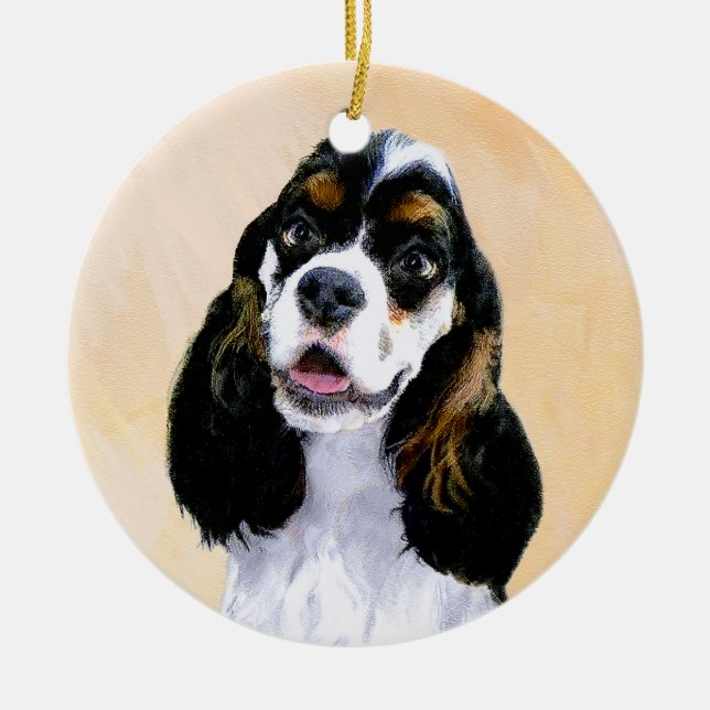 Cocker Spanel (Parti) Malerei - Original Dog Art Keramikornament (Vorne)