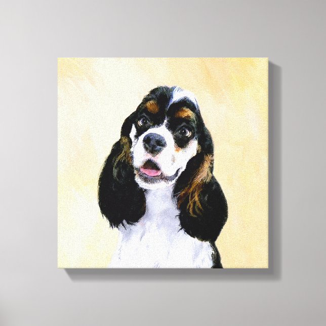 Cocker Spanel (Parti) Malerei - Original Dog Art Leinwanddruck (Vorderseite)