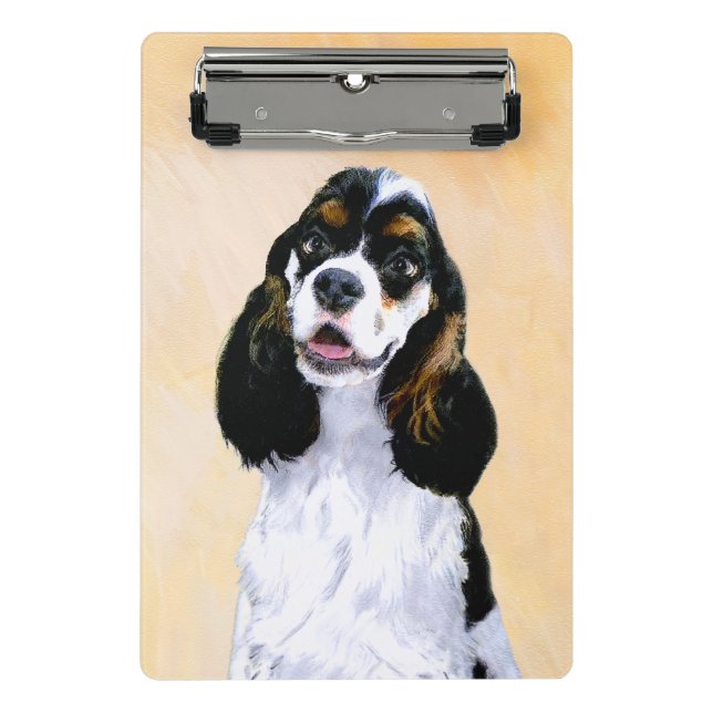 Cocker Spanel (Parti) Malerei - Original Dog Art Mini Klemmbrett (Vorderseite)