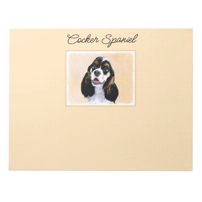 Cocker Spanel (Parti) Malerei - Original Dog Art Notizblock (Vorderseite)