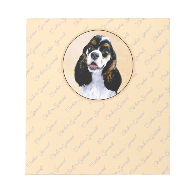Cocker Spanel (Parti) Malerei - Original Dog Art Notizblock (Vorderseite)