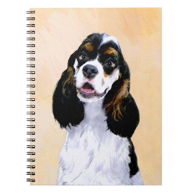 Cocker Spanel (Parti) Malerei - Original Dog Art Notizblock (Vorderseite)