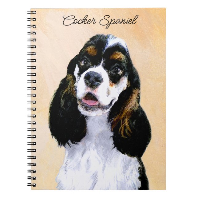 Cocker Spanel (Parti) Malerei - Original Dog Art Notizblock (Vorderseite)