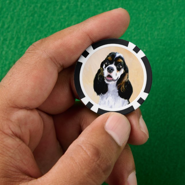 Cocker Spanel (Parti) Malerei - Original Dog Art Pokerchips (Hand)