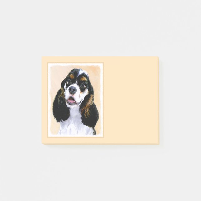 Cocker Spanel (Parti) Malerei - Original Dog Art Post-it Klebezettel (Vorderseite)