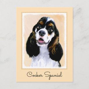 Cocker Spanel (Parti) Malerei - Original Dog Art Postkarte