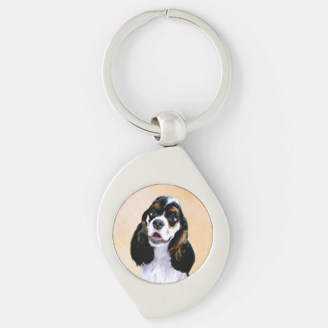Cocker Spanel (Parti) Malerei - Original Dog Art Schlüsselanhänger (Vorderseite)