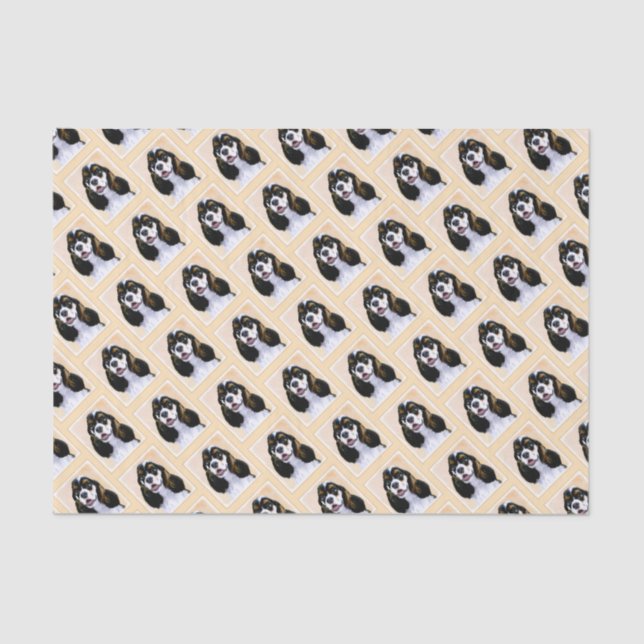 Cocker Spanel (Parti) Malerei - Original Dog Art Seidenpapier (Vorderseite)