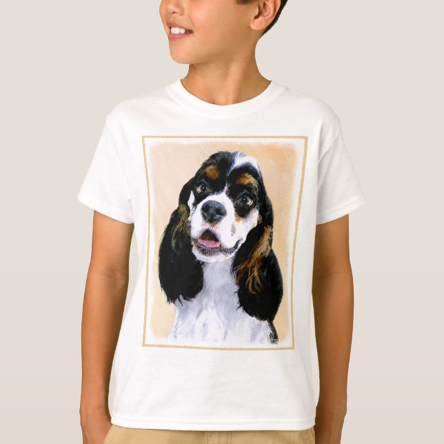 Cocker Spanel (Parti) Malerei - Original Dog Art T-Shirt (Vorderseite)