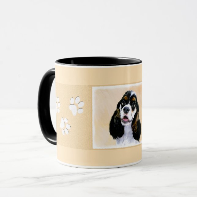 Cocker Spanel (Parti) Malerei - Original Dog Art Tasse (Vorderseite Links)