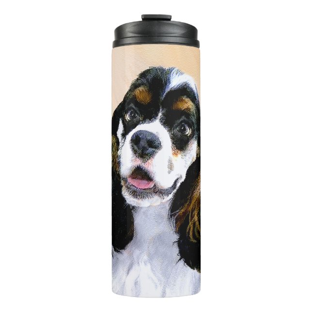 Cocker Spanel (Parti) Malerei - Original Dog Art Thermosbecher (Vorderseite)
