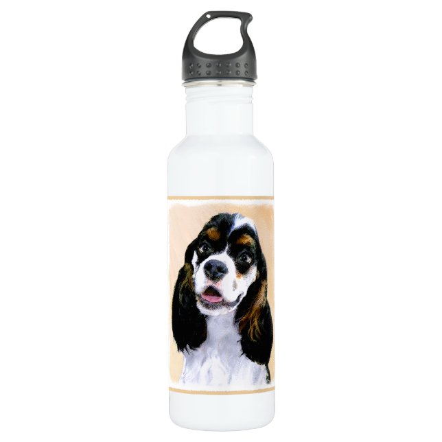 Cocker Spanel (Parti) Malerei - Original Dog Art Trinkflasche (Vorderseite)