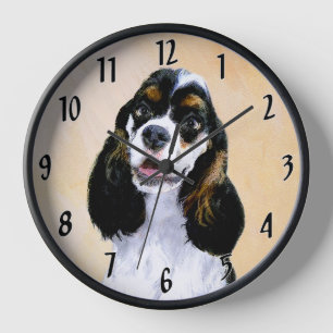 Cocker Spanel (Parti) Malerei - Original Dog Art Uhr