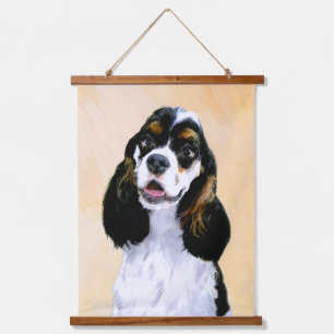 Cocker Spanel (Parti) Malerei - Original Dog Art Wandteppich Mit Holzrahmen