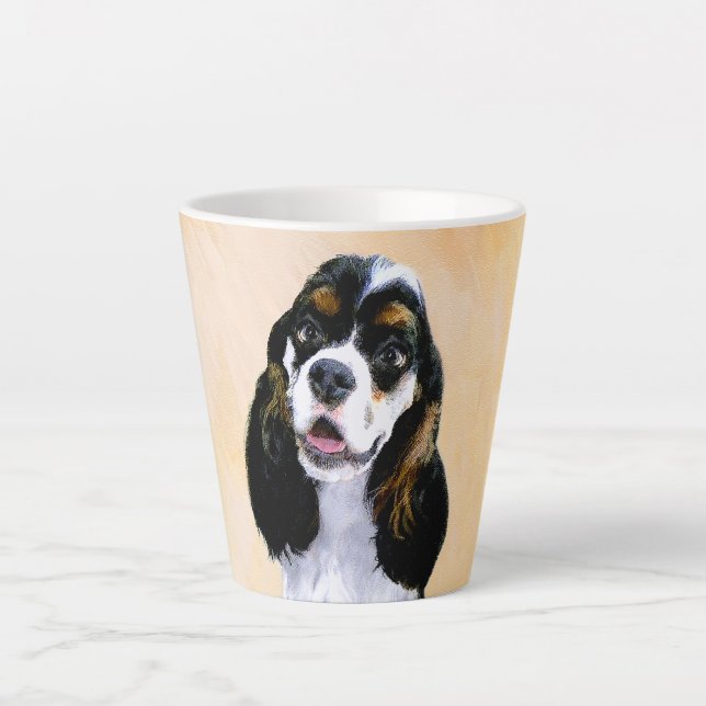 Cocker spanel (Parti) Malerei - Original Hundekuns Milchtasse (Vorderseite)