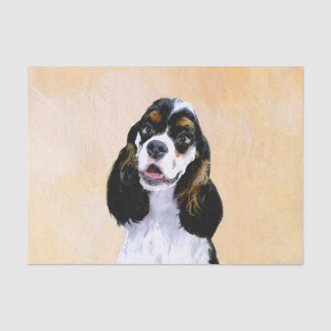 Cocker spanel (Parti) Malerei - Original Hundekuns Seidenpapier (Vorderseite)