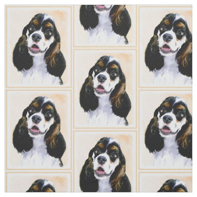 Cocker spanel (Parti) Malerei - Original Hundekuns Stoff (Muster)