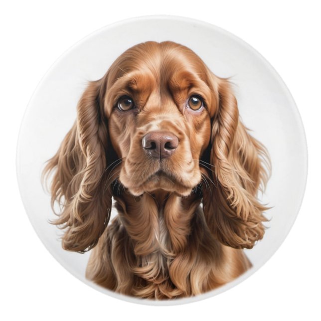 Cocker Spanel Portrait Keramikknauf (Vorderseite)