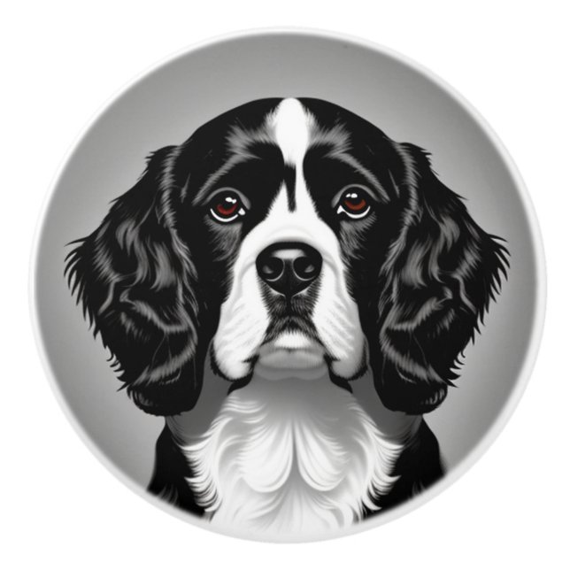 Cocker Spanel Portrait Keramikknauf (Vorderseite)