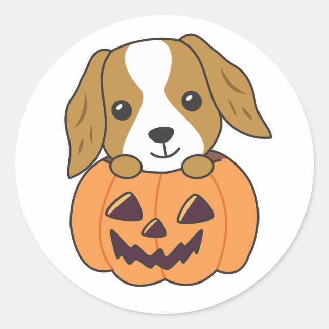 Cocker Spanel Pumpkin Niedlich Hunde Happy Hallowe Runder Aufkleber (Vorderseite)