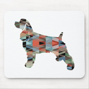 Cocker Spanel Silhouette Geometrisches Muster Pl Mousepad