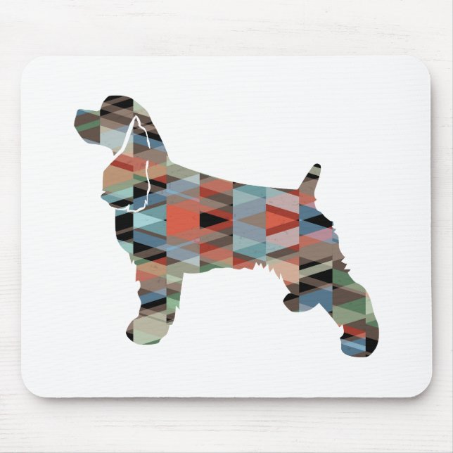 Cocker Spanel Silhouette Geometrisches Muster Pl Mousepad (Vorne)