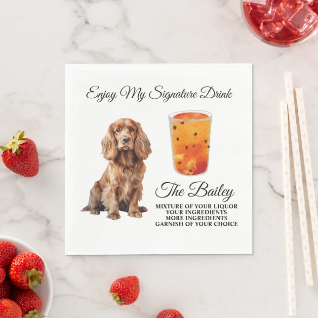 Cocker Spanel Wedding Signature Drink Serviette (Beispiel)
