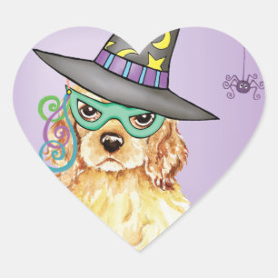 Cocker Spanel Witch Herz-Aufkleber