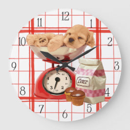 Cocker spanie und Retro-Skala Große Wanduhr