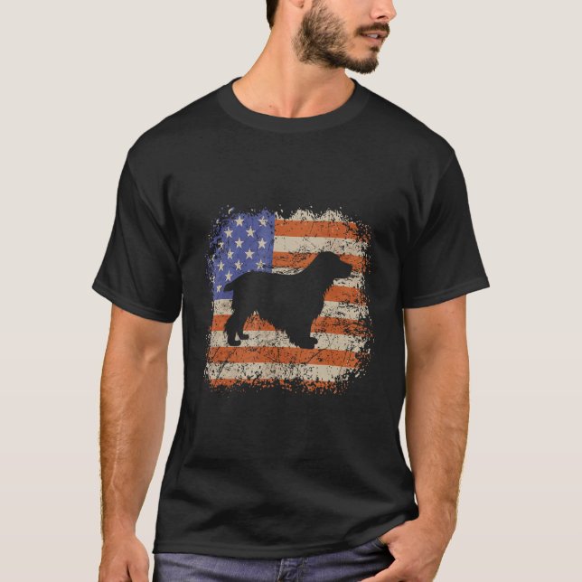 Cocker Spaniel American Flag USA Dog  Puppy US T-Shirt (Vorderseite)