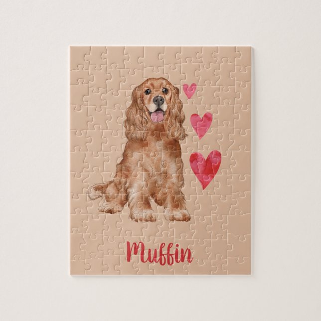 Cocker Spaniel Anpassbarer Pet-Name Puzzle (Vertikal)