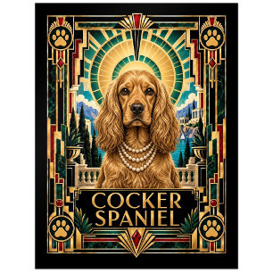 Cocker Spaniel, Art Deco Hund Postkarte