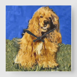 Cocker Spaniel Art Quadratische Wanduhr