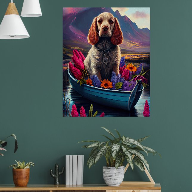 Cocker Spaniel auf einem Paddle: Ein Landschaftlic Poster (Wohnzimmer 1)
